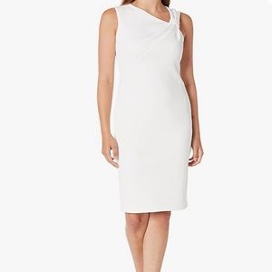 Calvin Klein Women's Sleeveless Asymmetric Knot Neck Sheath Dress - Size 6